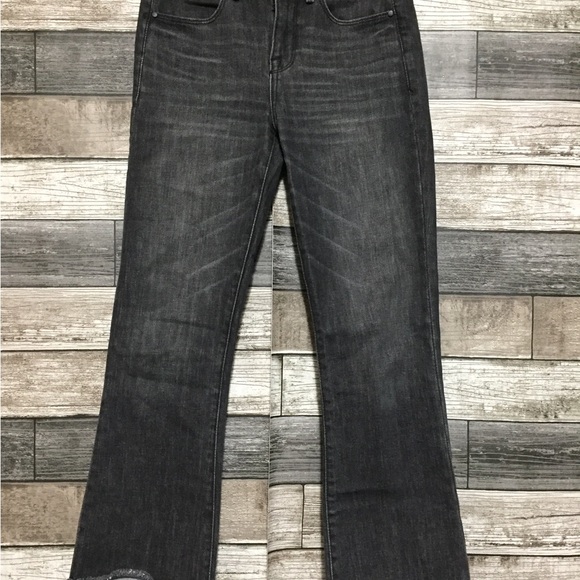 Abercrombie Fitch High Rise Cropped Flare Jeans Women’s 24/26R Black Gray - Picture 5 of 11